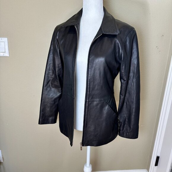 LUIS ALVEAR COLLECTION Real Leather Jacket Long Line Size Small Front Zip - Picture 2 of 13